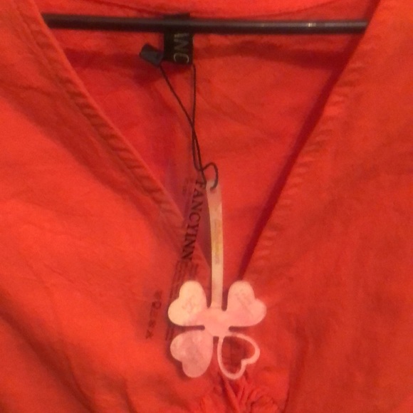 NWOT. Flattering 2 Pieces V Neck. Side Slit, Drawstring Wide Leg Pants. - Picture 8 of 8